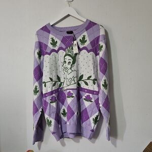 Lavender and Green Graphic Women's Sweater